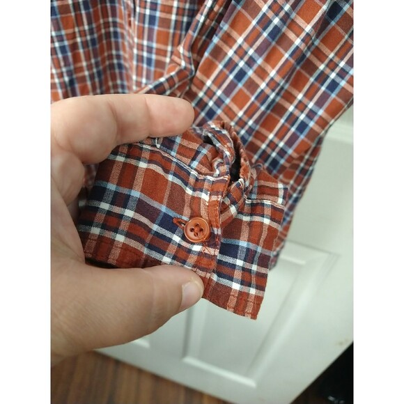 Quizz Woman 18 Collared Button Long Sleeve Shirt Rust Blue Plaid Norm Core... - Picture 5 of 7